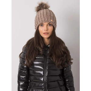 Dark beige hat with metallic thread