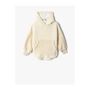 Koton Basic Plush Sweatshirt Quilted Hooded Kangaroo With Pocket