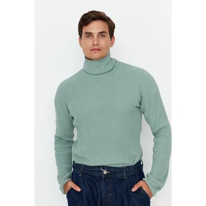 Trendyol Mint Men's Oversize Wide Fit Turtleneck Basic Sweater