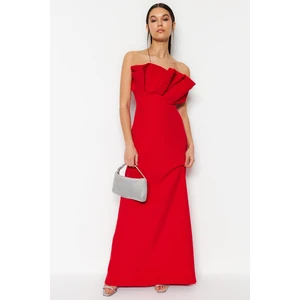 Trendyol Red Woven Long Evening Dress