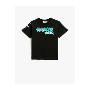 Koton T-Shirt with a Print on the Back Short Sleeves Crew Neck Cotton