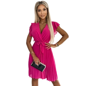 Short pleated dress with neckline and ruffles Numoco