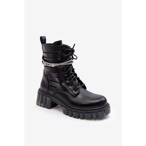 Fashionable working class shoes with chain black Solesso