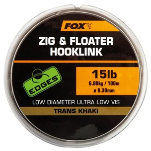 Fox edges zig & floater hooklink trans khaki 100 m-průměr 0,28 mm / nosnost 5,44 kg