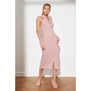 Trendyol Pink Checkered Button Dress