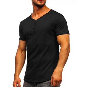 Tricou negru cu decolteu bărbati Bolf 4049