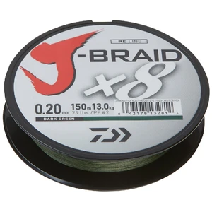 Daiwa splétaná šňůra j-braid dark green 150 m-průměr 0,13 mm / nosnost 8 kg