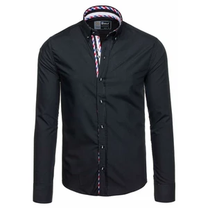 Čierna pánska elegantná košeľa s dlhými rukávmi BOLF 5820