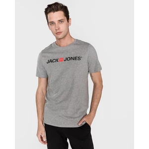Jack&Jones Pánske tričko JJECORP 12137126 Light Grey Melange SLIM FIT - MELANGE M