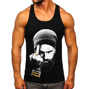 Maiou negru tank top cu imprimeu Bolf 14842