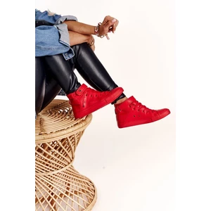 Women's Leather High Sneakers BIG STAR V274529 Red
