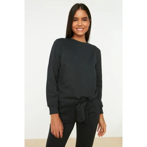 Trendyol Anthracite Tie Detailed Basic Knitted Thin Sweatshirt