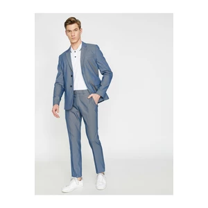 Koton Men's Blue Normal Waist Slim Fit Pocket Detailed Trousers