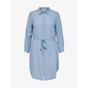 Světle modré košilové šaty se zavazováním ONLY CARMAKOMA Talla - Dámské