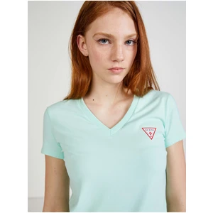 Mentolové dámské tričko Guess - Dámské