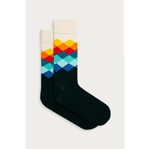 Bílo-modré ponožky s barevnými kostičkami Happy Socks Faded Diamond