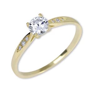 Brilio Zlatý zásnubný prsteň s kryštálmi 229 001 00809 58 mm
