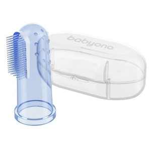 BabyOno Take Care First Toothbrush dětský zubní kartáček na prst s pouzdrem Transparent 1 ks