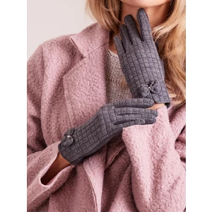 Dark gray plaid women's gloves