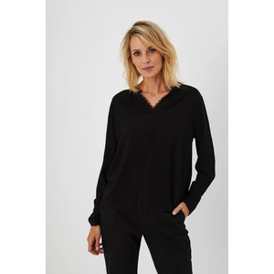 Plain viscose shirt - black