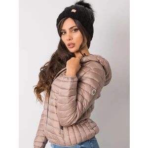RUE PARIS Black insulated winter hat with a pompom
