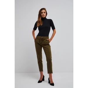 Pants with an elastic waist - olive green