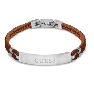 Guess Hnědý kožený náramek Malibu JUMB01346JWSTBWT/U