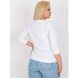 White cotton plus size blouse with a V-neck