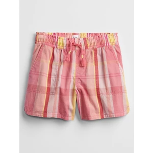 Růžové holčičí dětské kraťasy woven pull-on shorts GAP