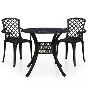 Zahradní bistro set 3 ks litý hliník Dekorhome Černá,Zahradní bistro set 3 ks litý hliník Dekorhome Černá