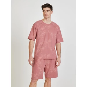 Růžové pánské vzorované tričko na spaní Calvin Klein - Pánské