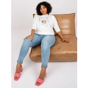 Beige blouse of larger size with Roxanne print