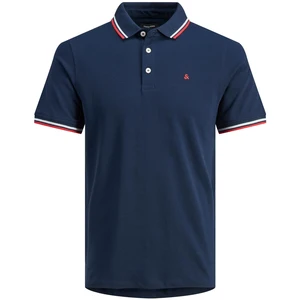 Jack&Jones PLUS Pánske polo triko Slim Fit JJEPAULOS 12143859 Navy Blazer 3XL