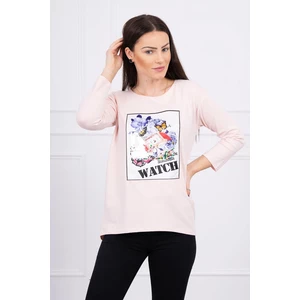 Blouse with graphics 3D Watch powdered pink