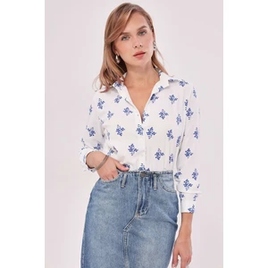 armonika Women's Saxon Flower Pattern Long Sleeve Shirt