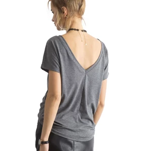 T-shirt with a back neckline in dark gray