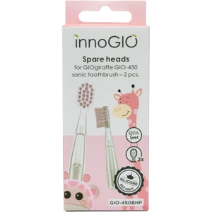 innoGIO GIOGiraffe Spare Heads for Sonic Toothbrush náhradní hlavice pro sonický bateriový zubní kartáček pro děti Pink 2 ks