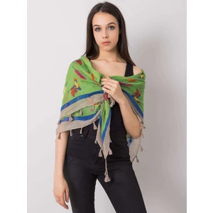 Green scarf with a colorful print