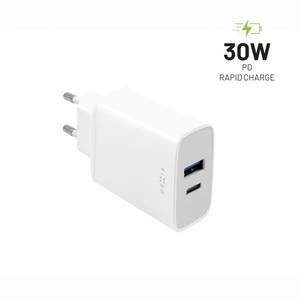Nabíjačka do siete FIXED USB, USB-C PD, 30W (FIXC30-CU-WH) biela sieťová nabíjačka • USB-A + USB-C s podporou Power Delivery • výkon 30 W (pri USB-A m