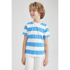 DEFACTO Boy Regular Fit Crew Neck Striped Patterned Short Sleeve T-Shirt