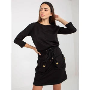 Black mini sweatshirt dress with hem by OCH BELLA