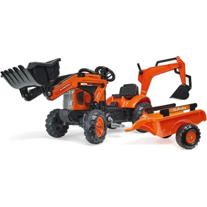 Falk Traktor šliapací Kubota M7171 oranžový s prednou i zadnou lyžicou