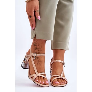 Lacquered heeled sandals D&A CR-232 Beige