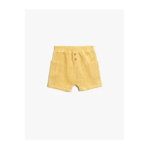 Koton Checked Shorts with Pockets and Button Detail Elastic Waist.
