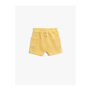 Koton Checked Shorts with Pockets and Button Detail Elastic Waist.