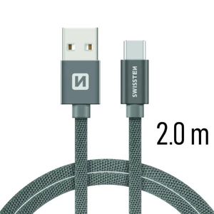 Datový kabel Swissten Textile USB / USB-C 2 M, grey
