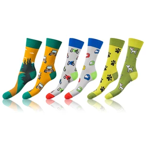 Bellinda <br />
CRAZY SOCKS 3x - Funny crazy socks 3 pairs - light green - dark green - blue