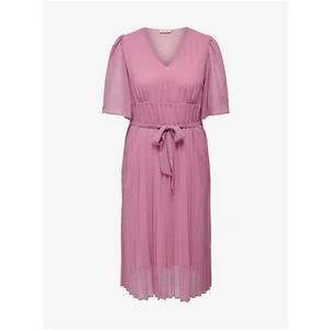 Pink pleated midi-dresses ONLY CARMAKOMA Celina - Ladies