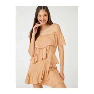 Koton Ruffle Detailed Mini Jumpsuit Off The Shoulder