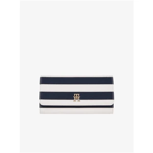 Blue and White Striped Women's Wallet Tommy Hilfiger Iconic LRG - Ladies